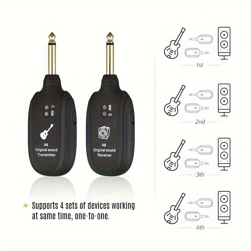 A8 UHF Wireless Guitar Transmitter Receiver Set - 730MHz for Electric Guitar, Bass, Violin - Premium guitar accessories from Lizard Vigilante - Just $22.99! Shop now at Lizard Vigilante