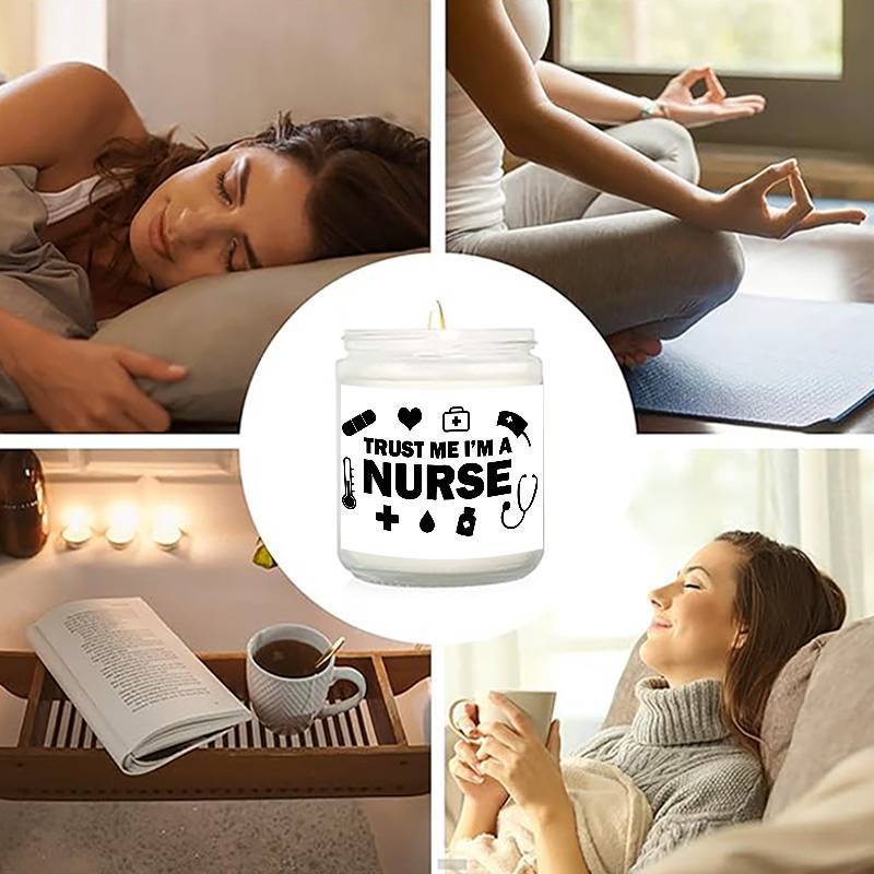 1pc Lavender Scented Candle 5.3oz - "Trust Me, I'm a Nurse" Design with Medical Symbols | Heartfelt Gift for Nurses, Nurse Appreciation, Graduation, Birthdays, Christmas | Soy Wax, Glass Container