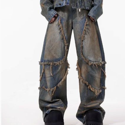 American-style Distressed Machete Jeans