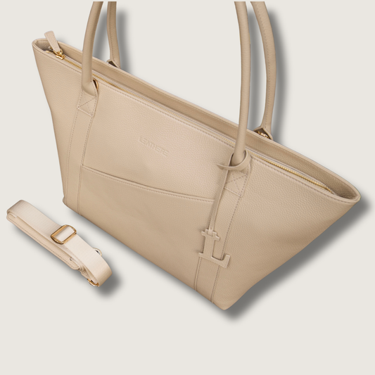 The Leathere New York Tote - Beige