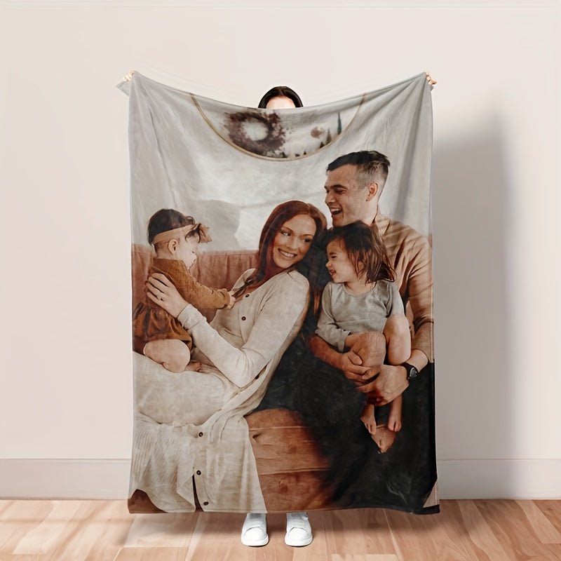1pc Cozy Personalized Photo Blanket - Throws - Soft Customized Flannel Couch Throw with Meaningful Family, Friends, and Pet Pictures - Unique Gift Idea