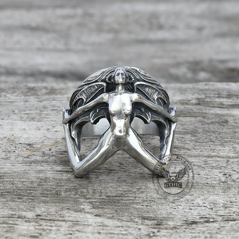 Demon Girl Stainless Steel Goth Ring