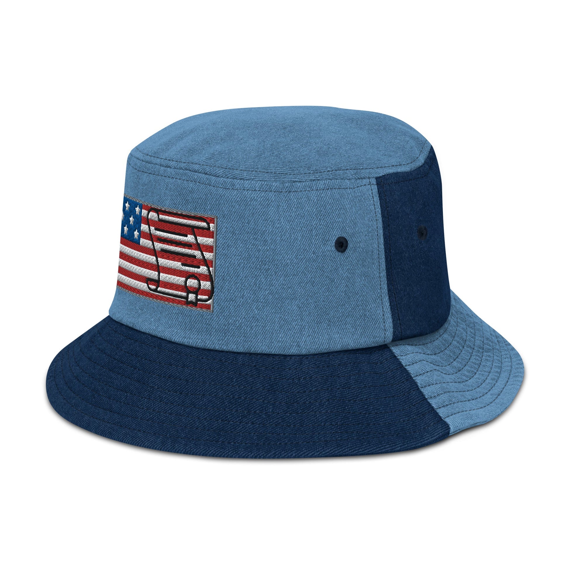 U.S Bill of Rights Flag Denim Bucket Hat / Constitution Cap - Lizard Vigilante