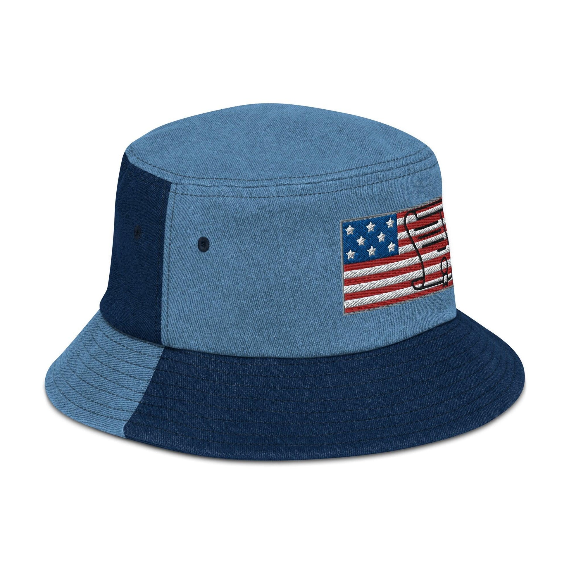 U.S Bill of Rights Flag Denim Bucket Hat / Constitution Cap - Lizard Vigilante