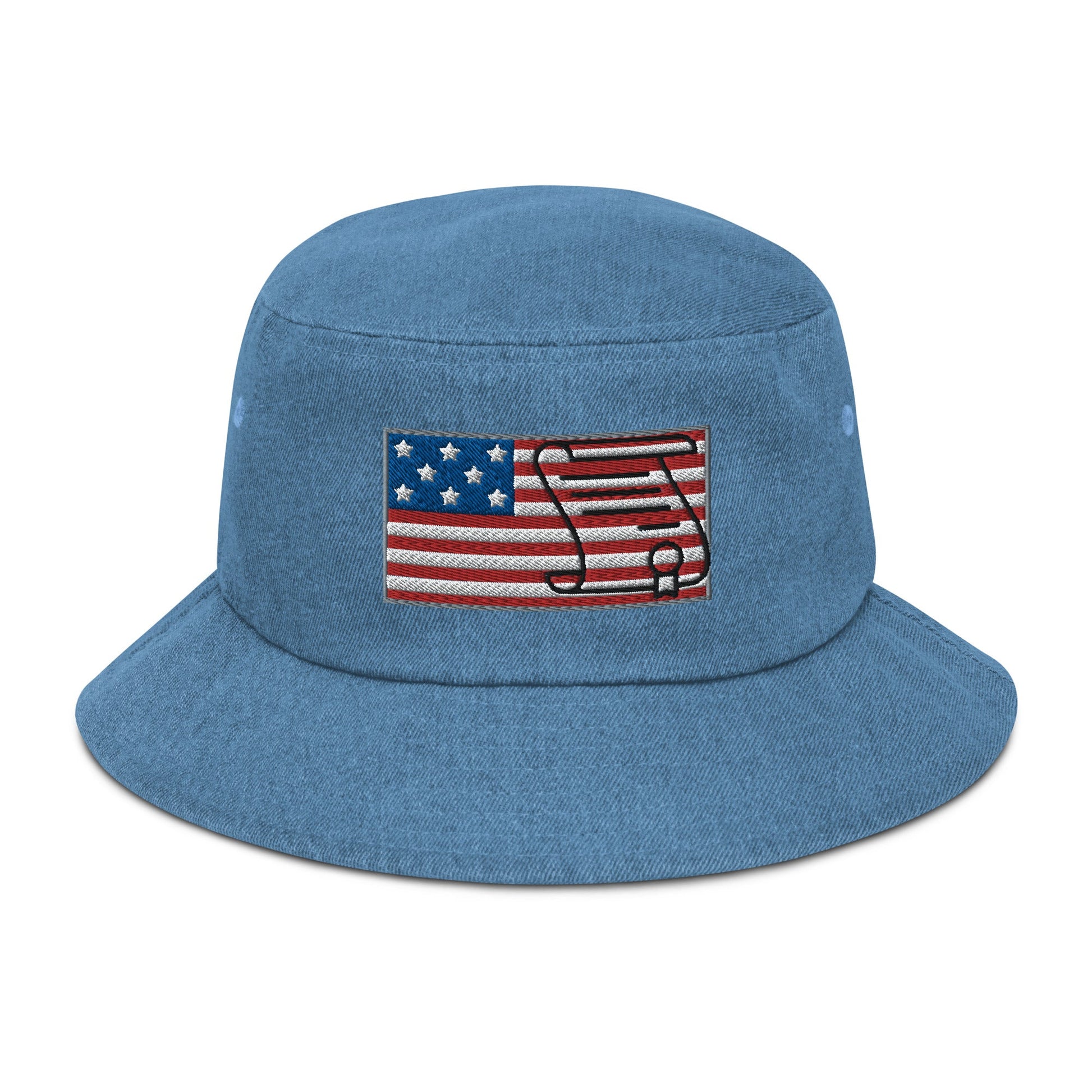 U.S Bill of Rights Flag Denim Bucket Hat / Constitution Cap - Lizard Vigilante