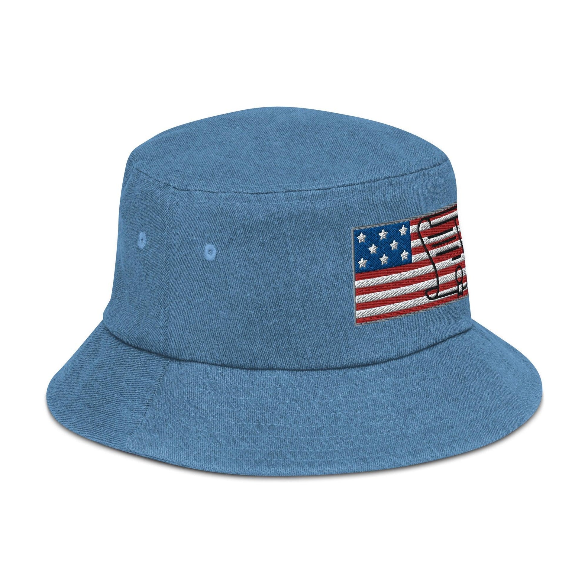 U.S Bill of Rights Flag Denim Bucket Hat / Constitution Cap - Lizard Vigilante