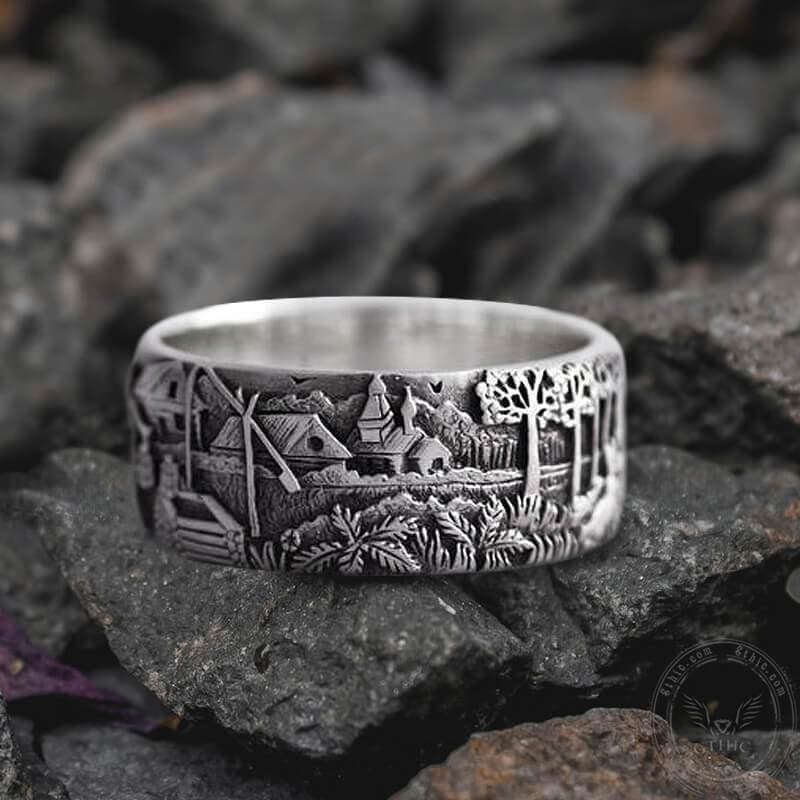 Detailed Pastoral Patterns Alloy Embossed Ring