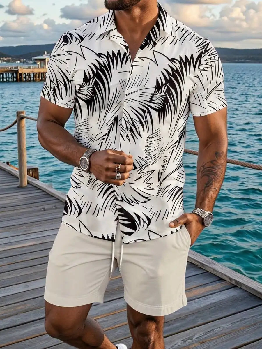 3D Digital Printing Men's Casual Loose Shirt Shorts