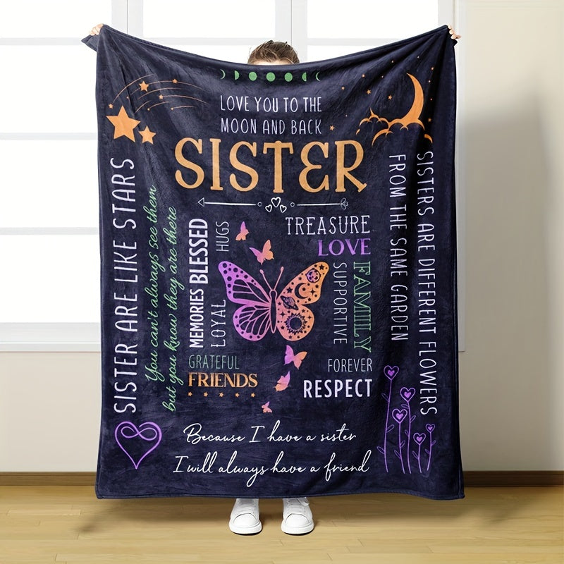 1pc Warm Super Soft Envelope Blanket, High-definition Printing Gift Blanket For Sisters, Flannel Blanket, Air Conditioning Office Nap Blanket