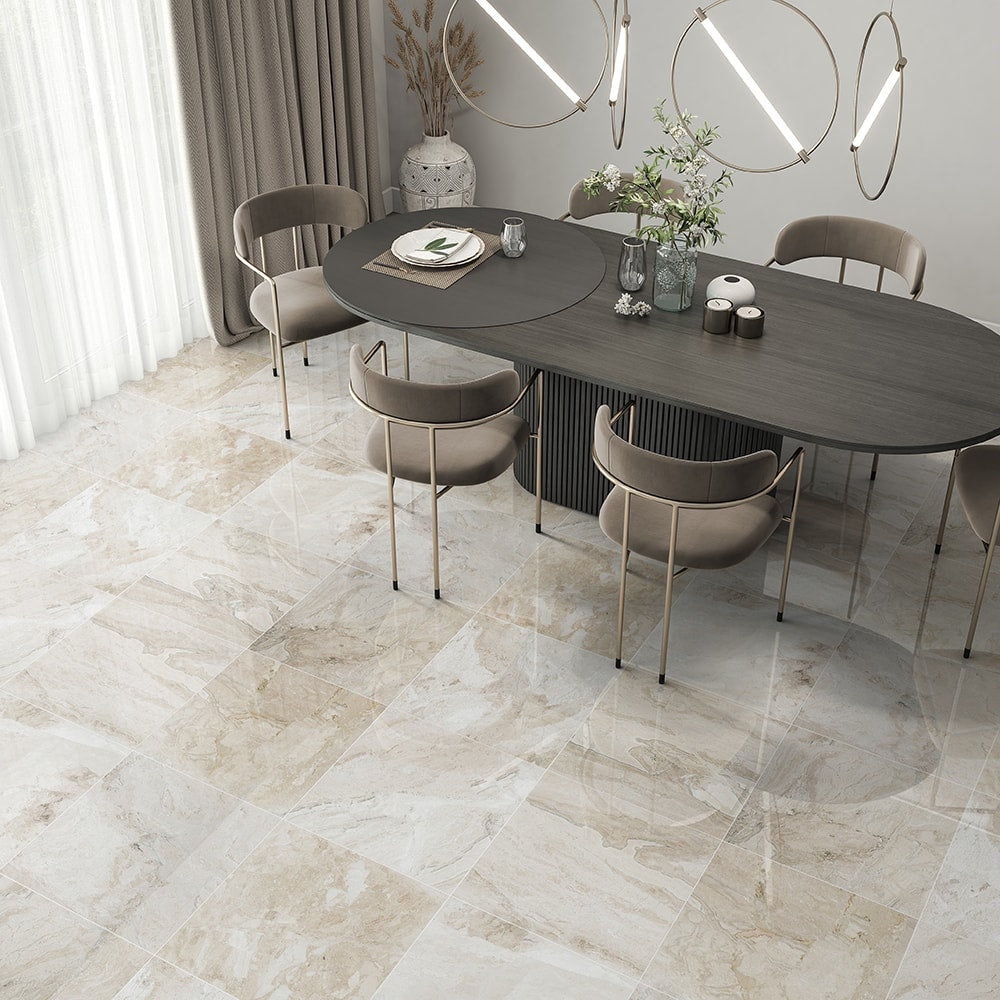 Diana Royal Beige Marble Polished Floor and Wall Tile - Livfloors Collection