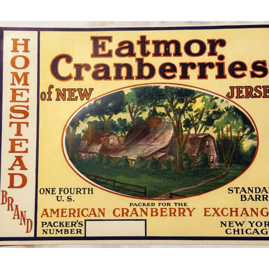 Discover 1920s Charm with Eatmor Cranberries Vintage Label