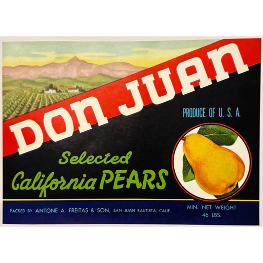 Discover Vintage 1940s Don Juan Pears San Juan Crate Label