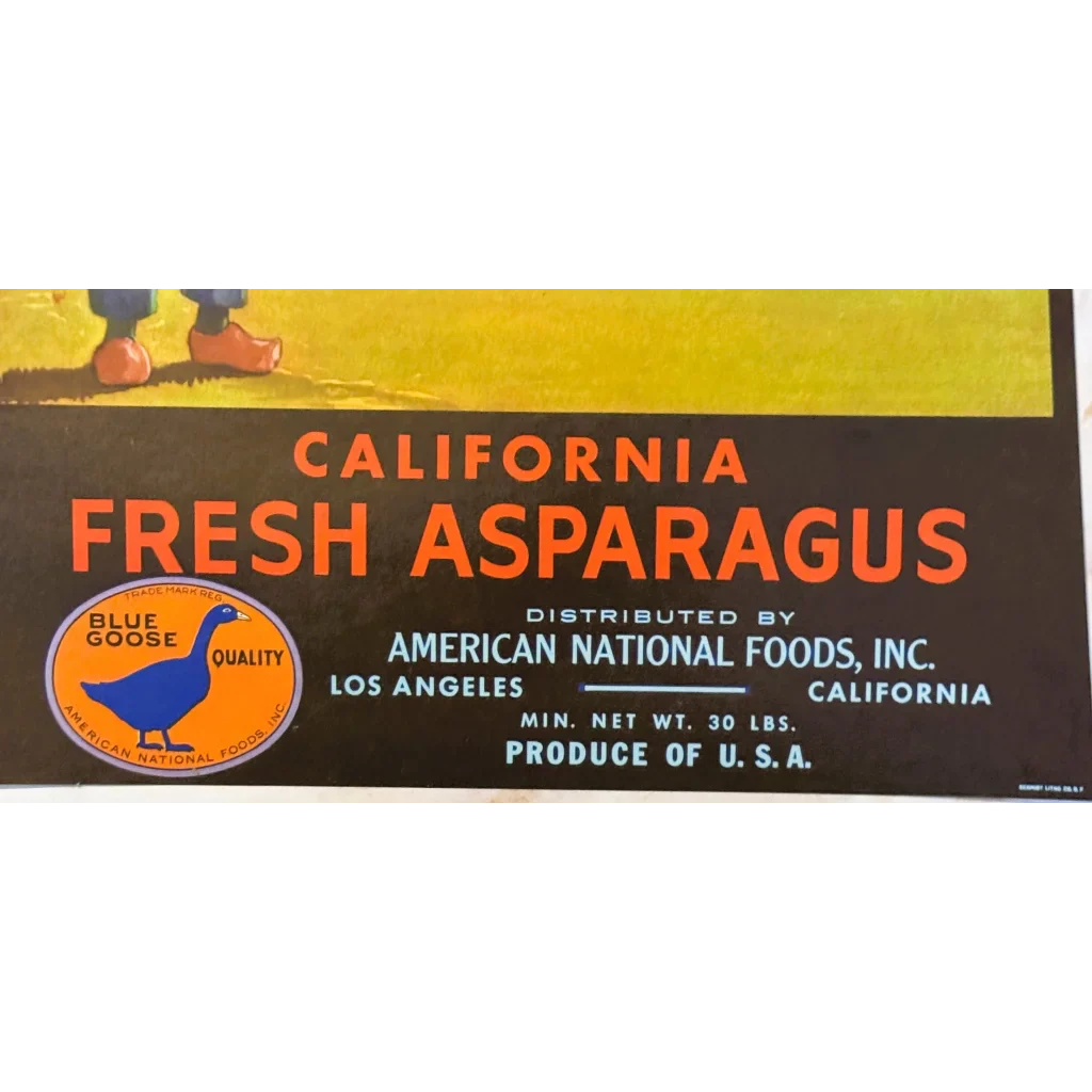 Discover Vintage Blue Goose Asparagus Crate Label from River Lad