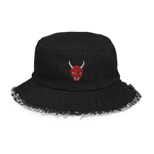 Lord Satan Distressed denim bucket hat / Hi I'm on a hat - Lizard Vigilante