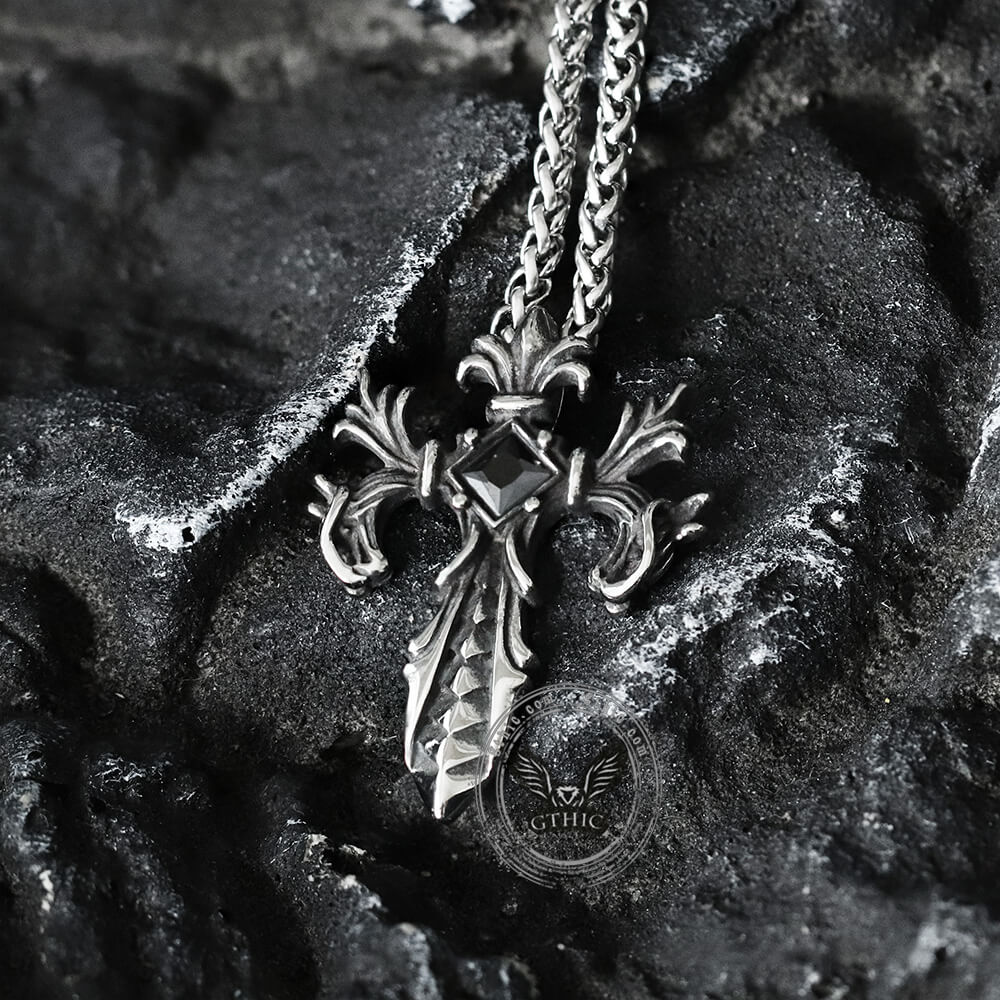 Double Dragon Cross Stainless Steel Pendant