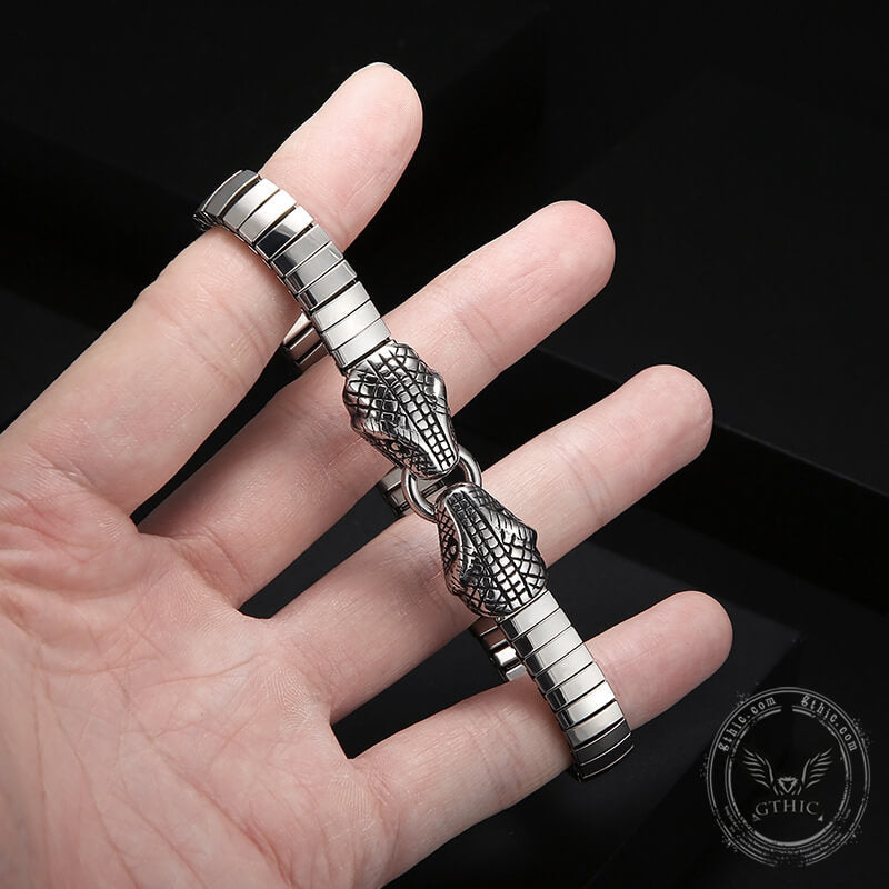 Double Snake Heads Stainless Steel Bracelet