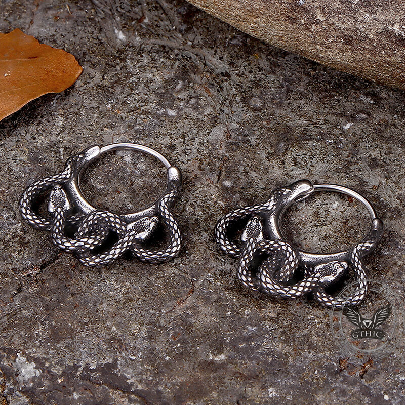 Double Snake Wrapped Stainless Steel Earrings