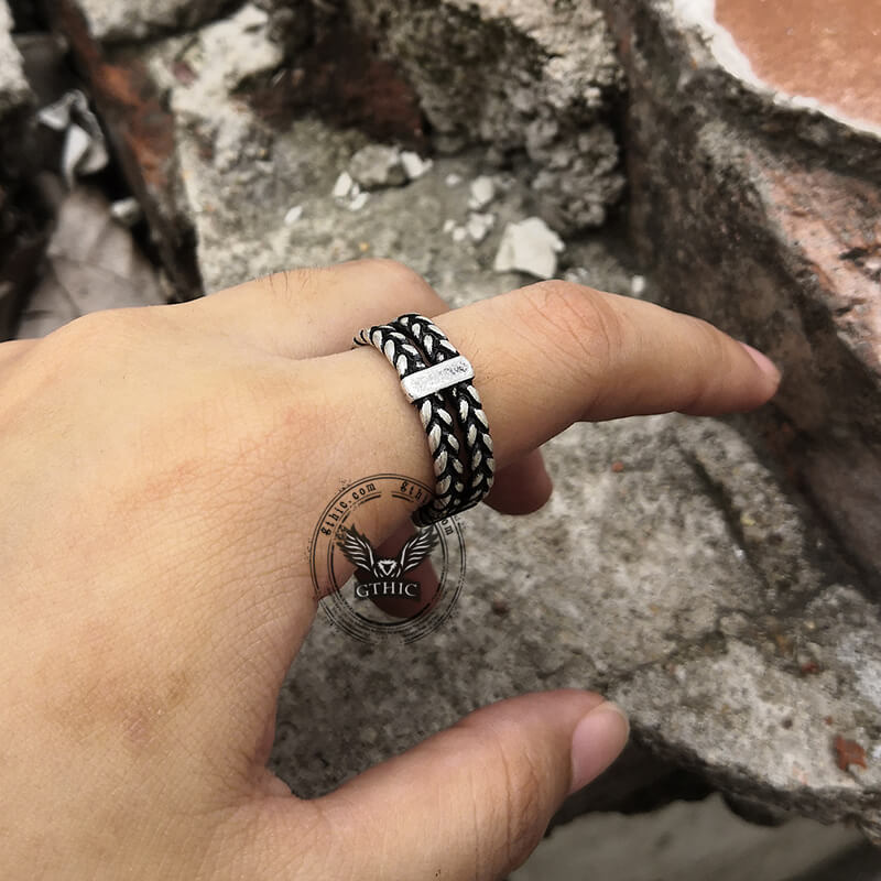 Double Wheat Ear Chain Stainless Steel Ring