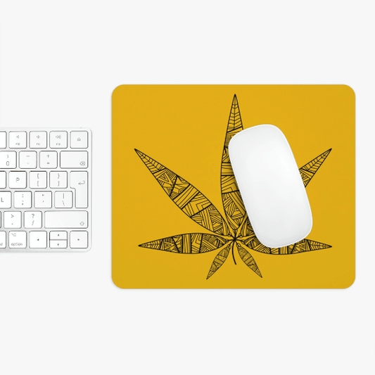 Tribal Weed Leaf Yellow Mouse Pad