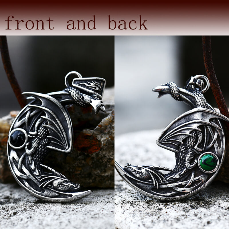 Sleeping Dragon Moon Stainless Steel Pendant