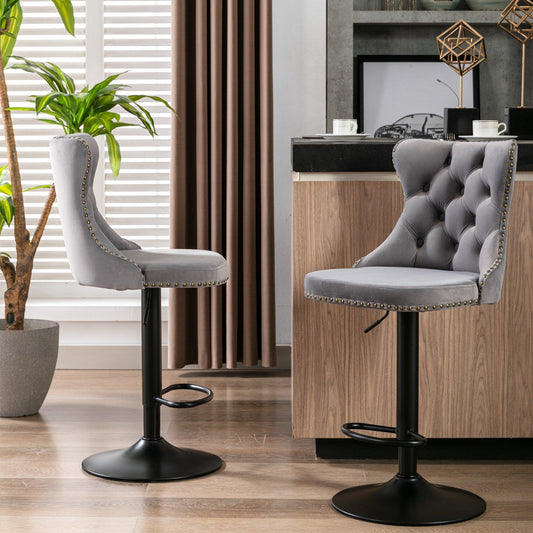 Set of 2 Swivel Velvet Barstools