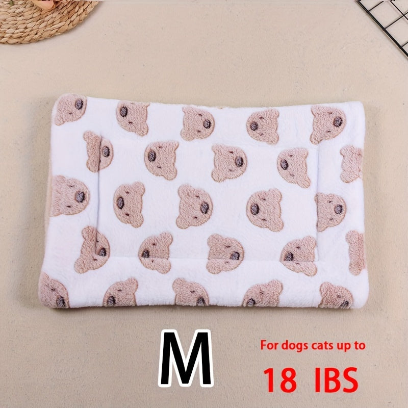 All-Season Dirt-Resistant Rectangular Pet Blanket - Comfortable Dog Paw Heart Print Pet Bed, 1pc