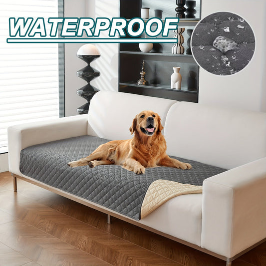1pc Waterproof Solid Color Plaid Non-Slip Pet Sofa Cover, Machine Washable Blanket for All Season Protection, Suitable for Cats, Dogs, and Small Animals