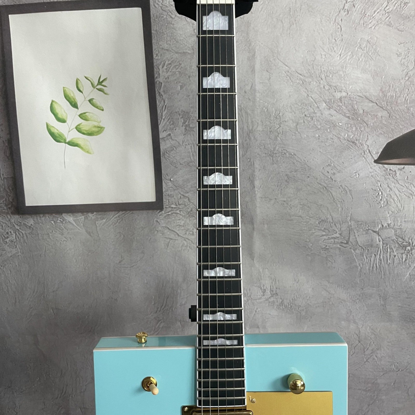 Blue Square Electric Guitar with HH Pickups, Golden Hardware & Jazz Bridge – Solid Body for Enhanced Sound Quality - Premium Electric Guitar from Lizard Vigilante - Just $601.08! Shop now at Lizard Vigilante