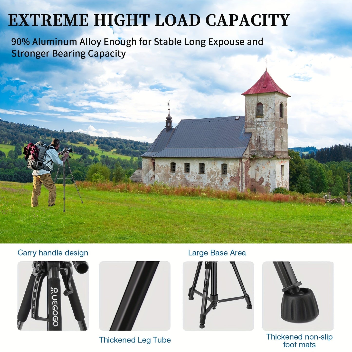 ZOMEI 60 Inch Micro Single-lens Digital Camera Mobile Phone Horizontal And Vertical Shooting Live Portable Aluminum Tripod With Mobile Phone Clip + T-shaped Mobile Phone Clip