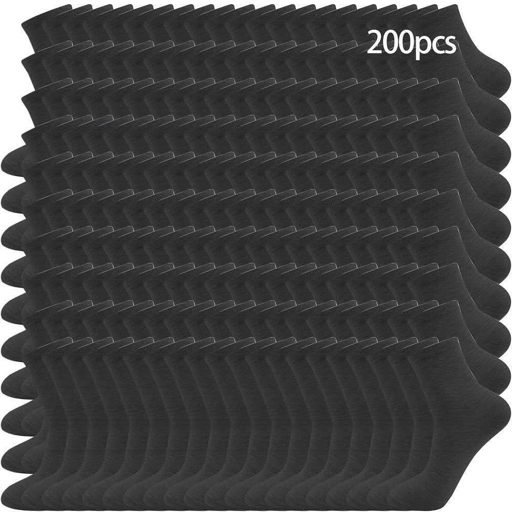 200 Pairs Of Simple Solid Men's Business Socks, Sweat-absorbing Anti-odor Breathable Deodorant Comfortable Crew Socks For All Seasons