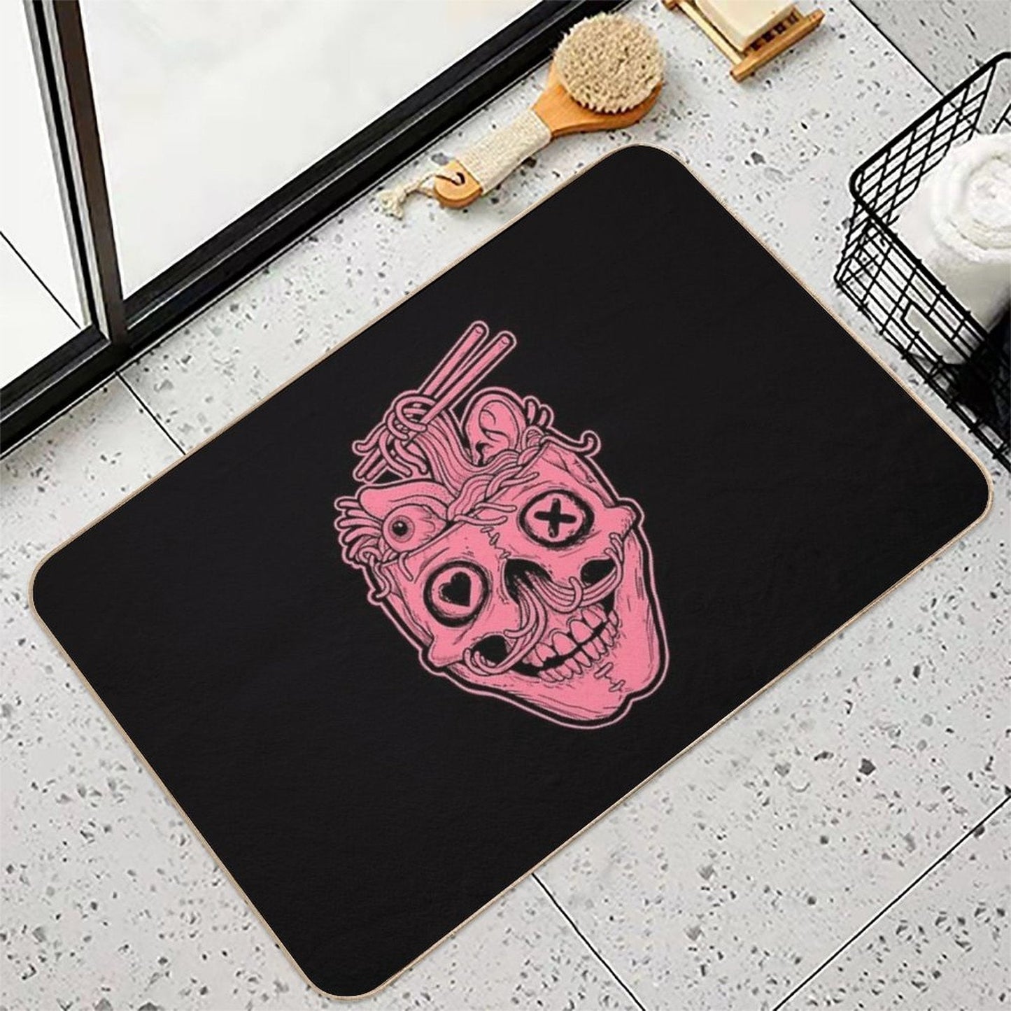 Pink Skull Ramen Brain Durable Bath Mat