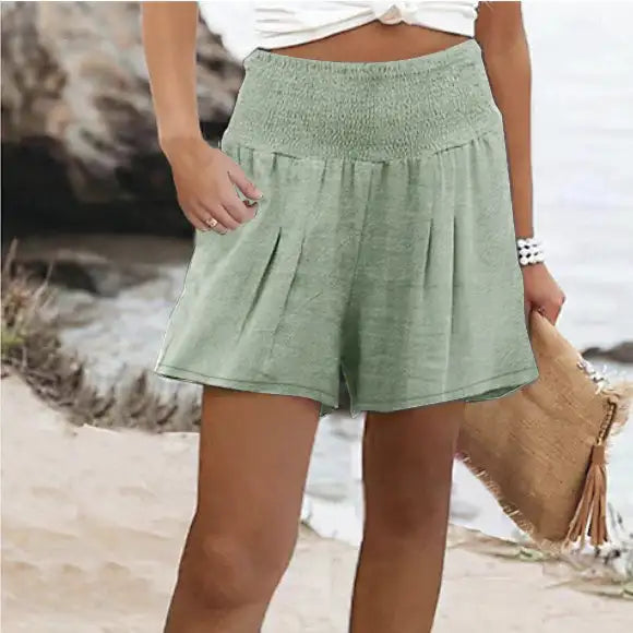 Women's Minimalist Solid Color Polyester Side Pocket Shorts