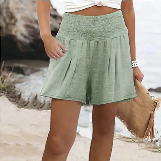 Women's Minimalist Solid Color Polyester Side Pocket Shorts