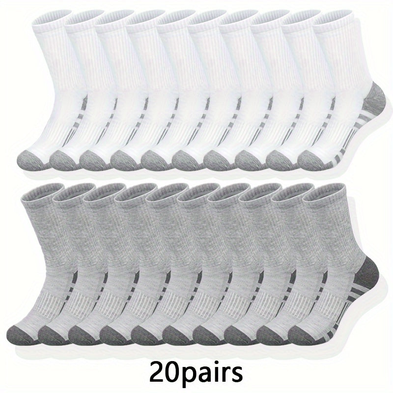 10/20/30 Pairs Of Men's Classic Crew Socks, Breathable Comfy Casual Unisex Socks For Men's Outdoor Wearing All Seasons Wearing