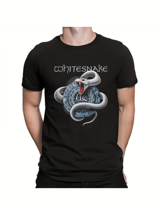 Whitesnake Rock Band Men’s T-Shirt – 100% Cotton, Casual Streetwear, All-Season Band Tee - Premium T-Shirt from Lizard Vigilante - Just $23.88! Shop now at Lizard Vigilante