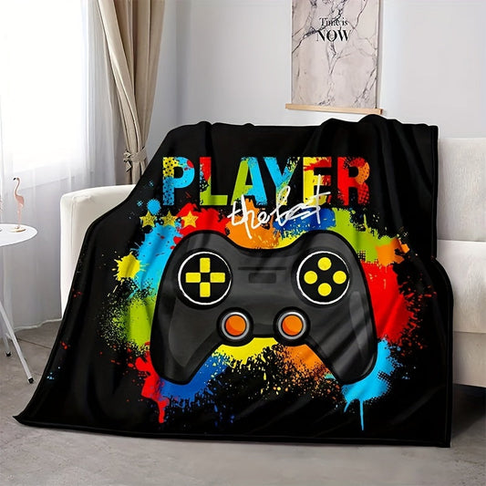 1pc Cozy Gamer Blanket - Soft Fleece Throw for Video Games, Plush Bed Blanket for Teens, Game Room Decor, Birthday Gift for Boys, Suitable for Couch, Bedroom, and More