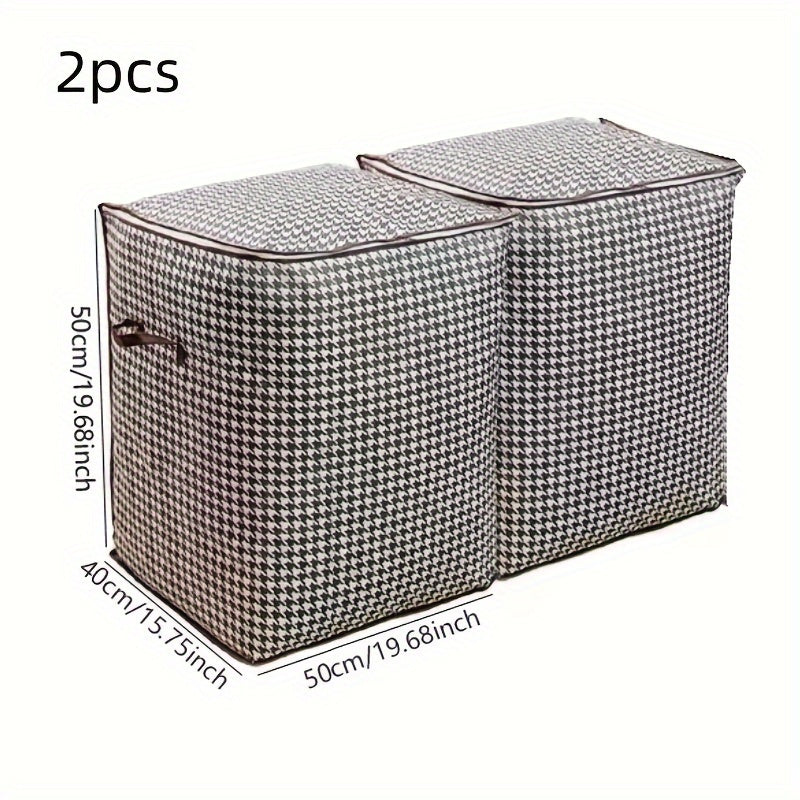 2pcs/5pcs Extra Large Capacity Stylish Houndstooth Storage Boxes - Durable, Space-Saving Closet Organizers with Handles for Easy Clothes, Blanket Storage and Organization at Home and Office