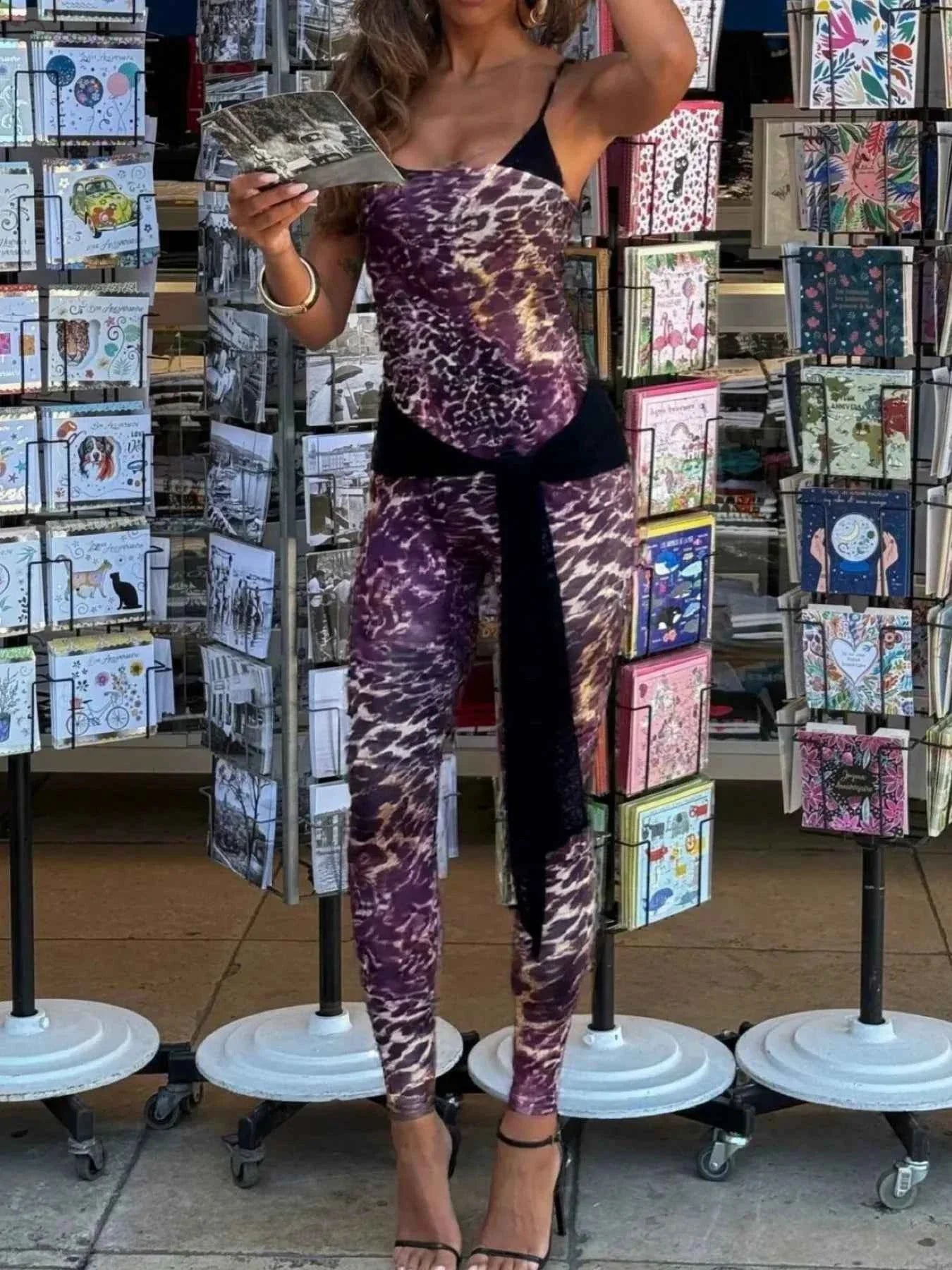 Leopard Spaghetti : Strap Jumpsuit