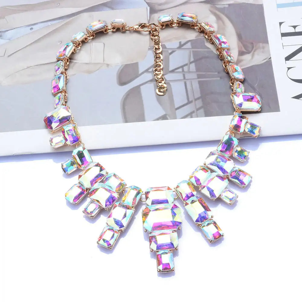Luxurious Exaggerating Geometric Big Gem Necklace