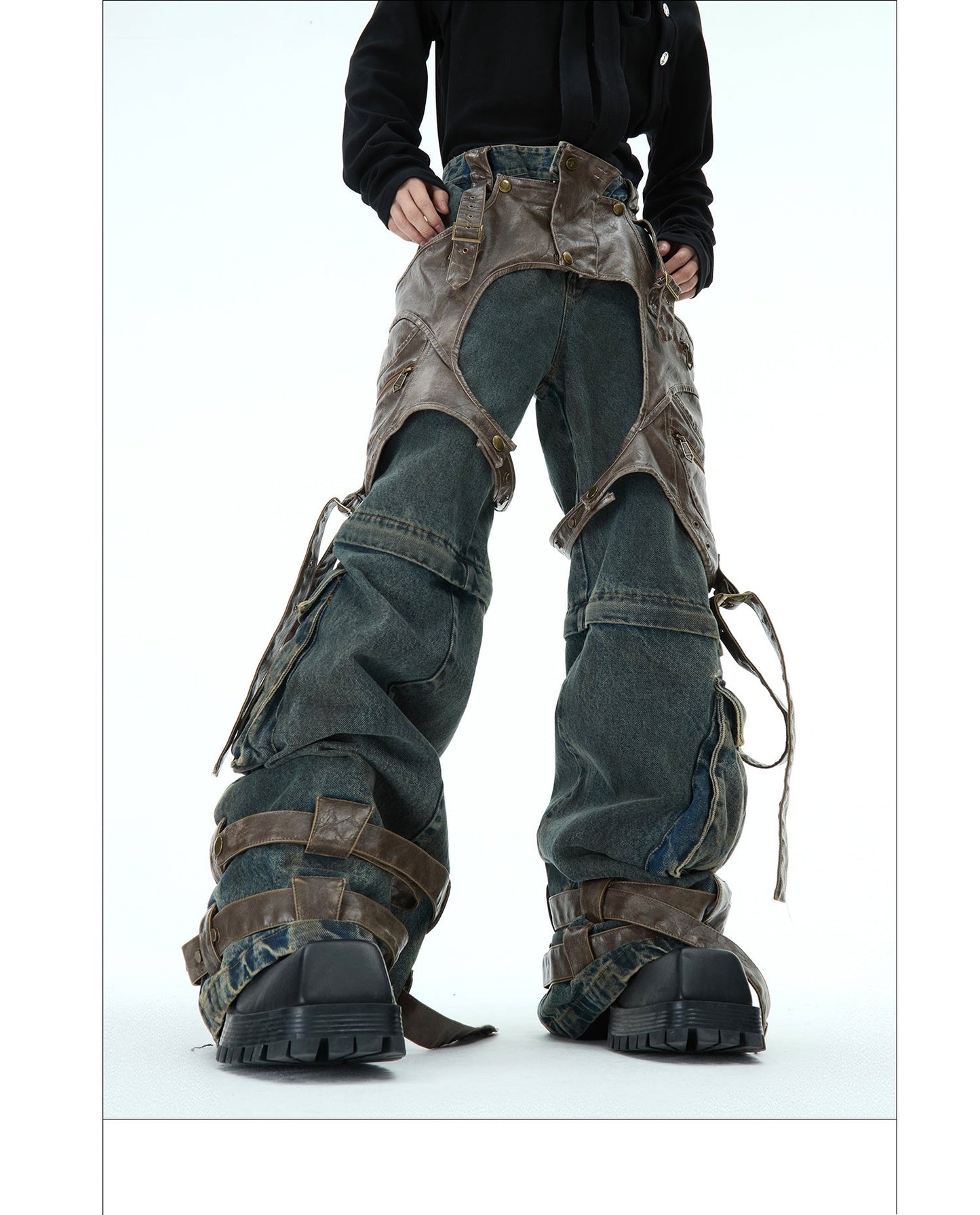 Retro Deconstructed Jeans Men's Detachable Stitching