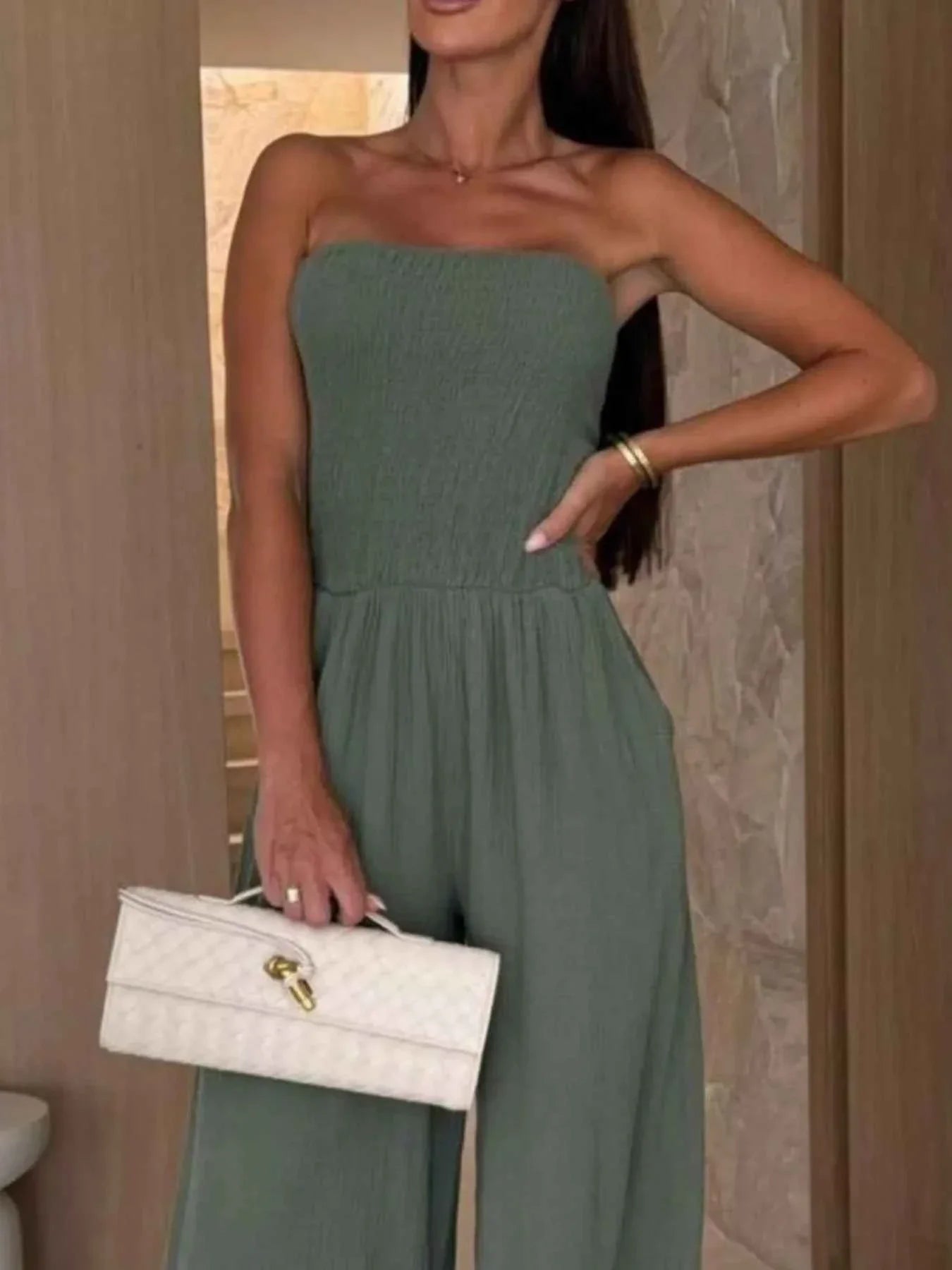 Smocked Tube : Wide-Leg Jumpsuit