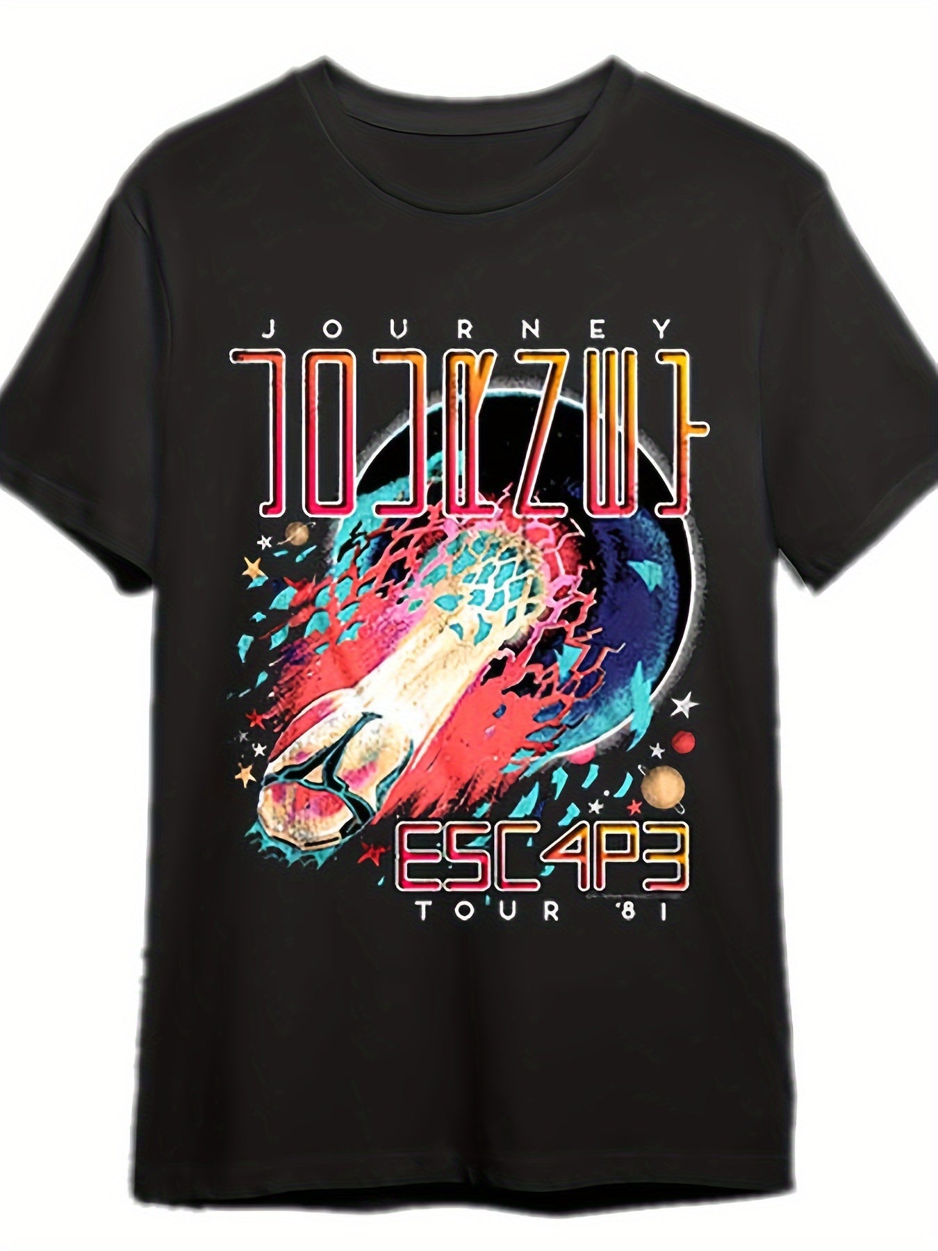 Journey Band Escape Tour 1981 Shirt 337638 Funny Men's Short Sleeve Graphic T-shirt Collection Black PR - Premium  from Lizard Vigilante - Just $21.99! Shop now at Lizard Vigilante