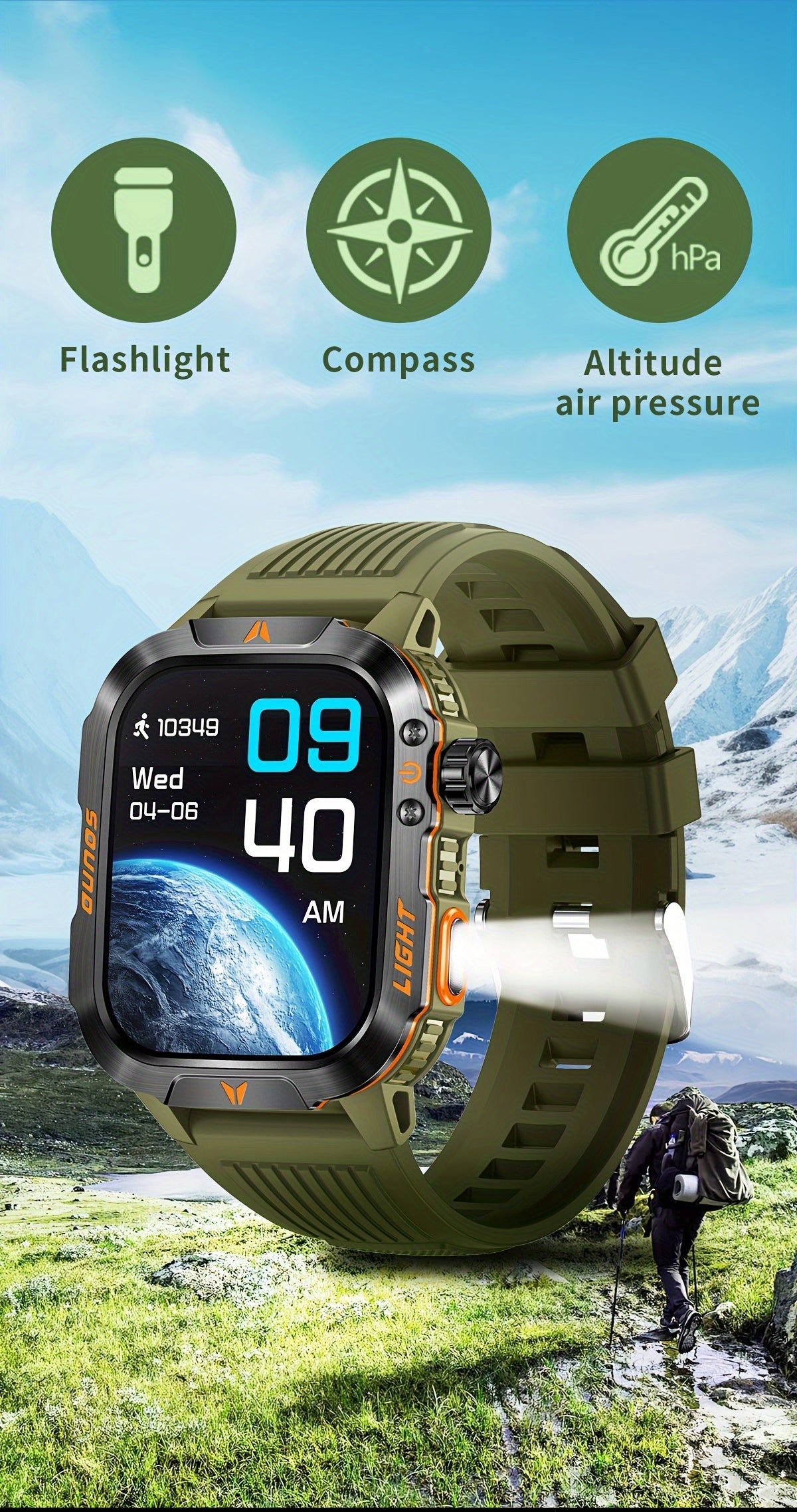 Rugged Outdoor Smartwatch | 2024's Ultimate Fitness Tracker For Android iPhone - Premium smart watch from Lizard Vigilante - Just $48.88! Shop now at Lizard Vigilante