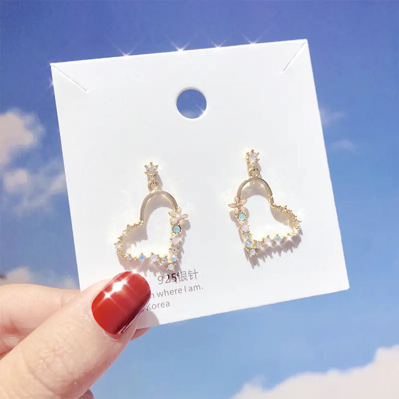 Petal Earrings, Pearl Studs, Colorful Drop Earrings