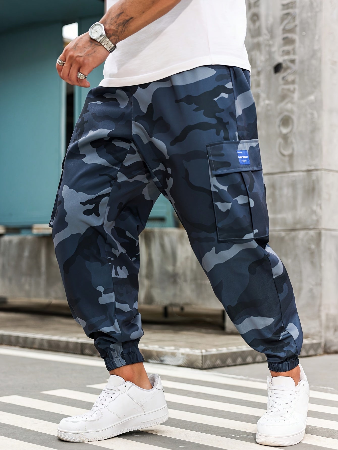 Ultimate Camouflage Combat Joggers – Men's Plus Size Cuffed Cargo Pants with Multiple Pockets - Premium joggers from Lizard Vigilante - Just $23.99! Shop now at Lizard Vigilante