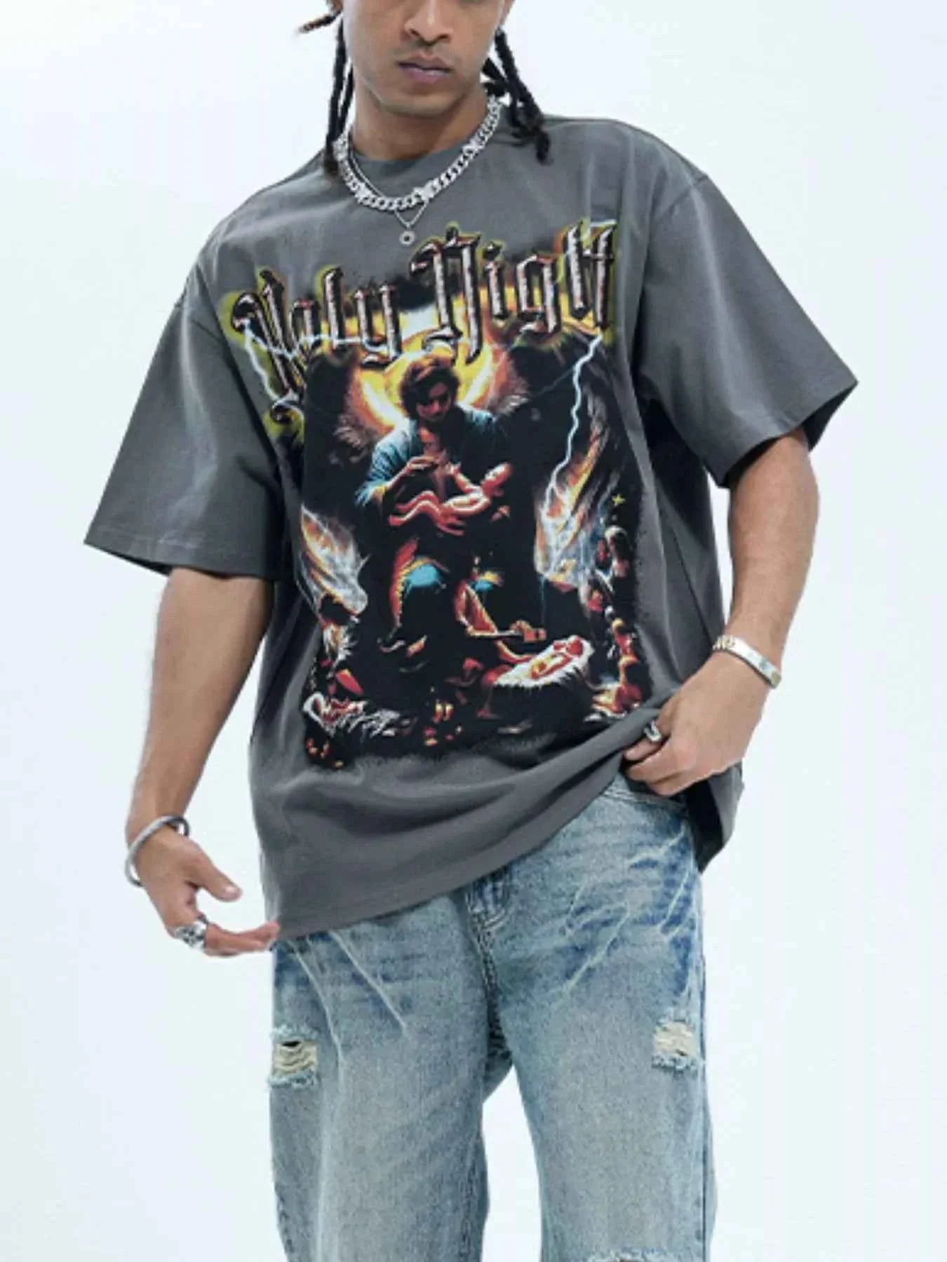 Men's Graphic Round Neck Oversized T-Shirt