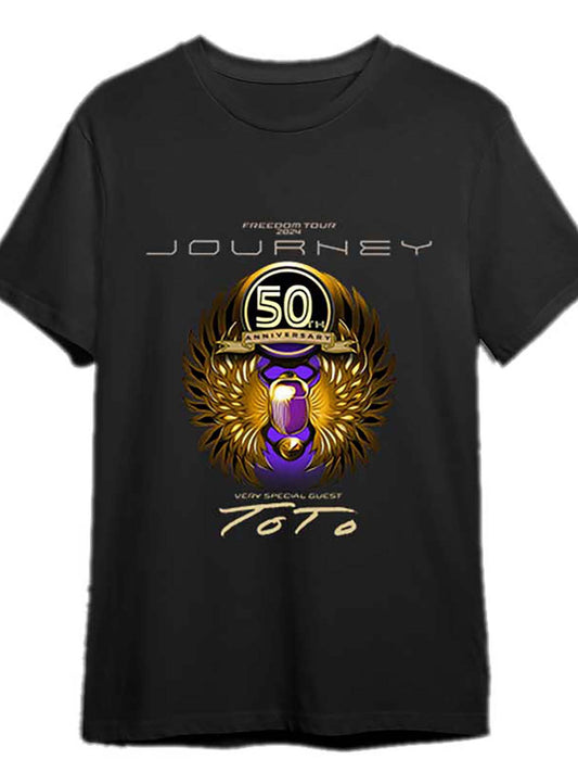 Journey Freedom Journey 2024 T-Shirt, Journey with Toto 2024 Concert 338128 Fun Men's Short Sleeve Pattern T-Shirt Collection, Black PR - Premium  from Lizard Vigilante - Just $24.99! Shop now at Lizard Vigilante