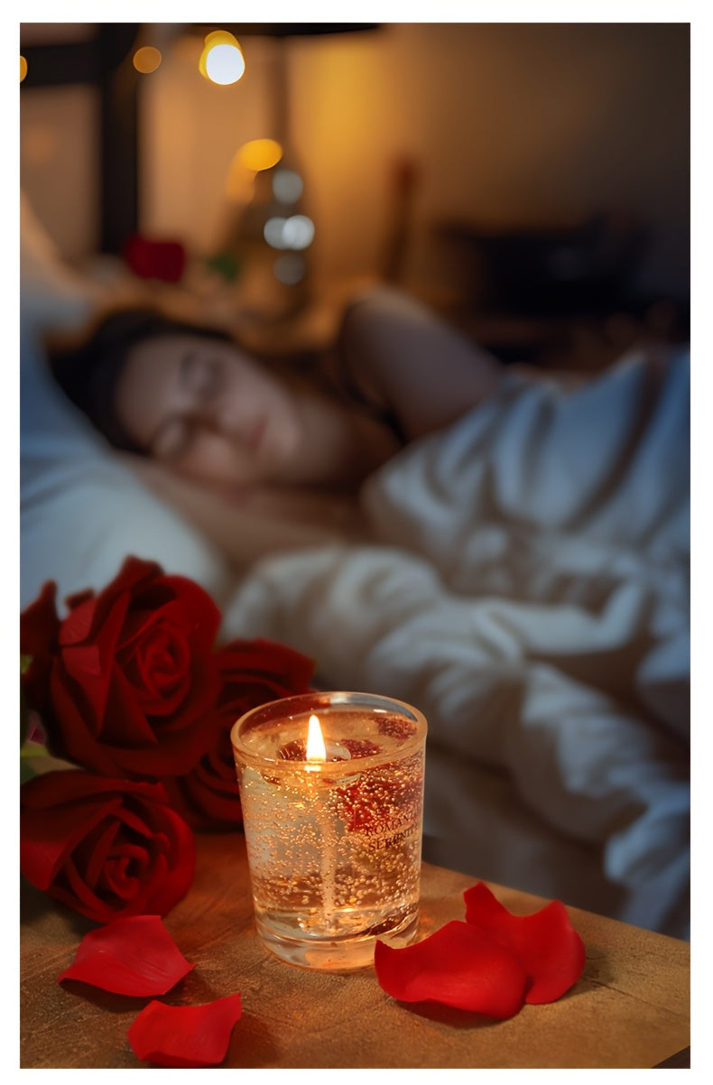Rose Jelly Scented Candle for Aromatherapy, Romantic Atmosphere - Ideal for Birthdays, Valentine's Day, Anniversaries, Thanksgiving, Christmas - 1pc, Soy Wax in Glass Jar