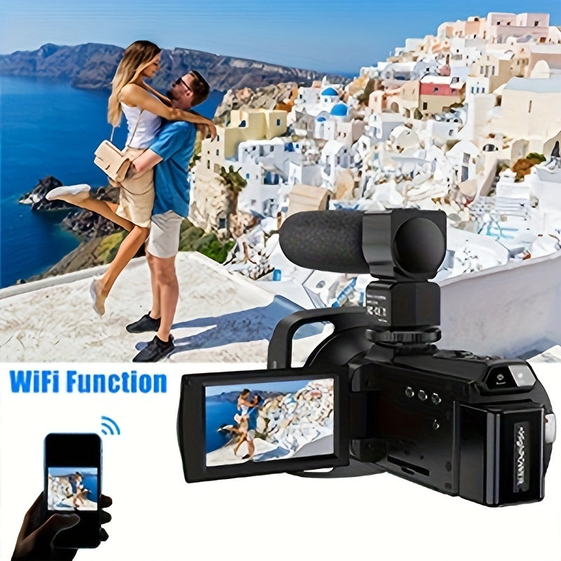 Nicamery 3.0-inch Rotating 270-degree Capacitive Touch Screen, 5K HD Digital Video Camera, 48MP Pixels, 16x Digital Zoom, Supports WIFI, HD, Six-axis Stabilization, Remote Control Manipulation, Comes With 2 Pieces Of 2000mAh
