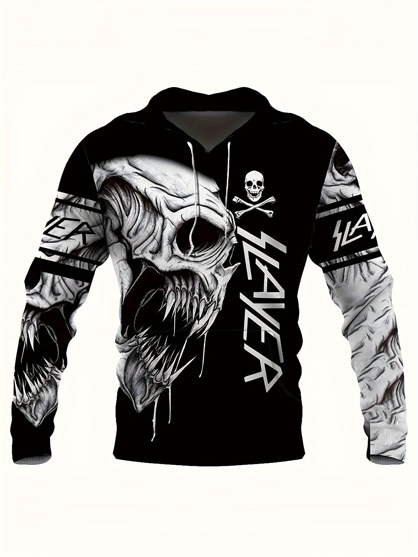 Slayer-Inspired Ultimate 3D Skull Hoodie – Plus Size Casual Graphic Sweatshirt, All-Over Print, Hooded, Soft Stretch Polyester Knit, Perfect for Fall, Winter & Halloween - Premium hoodie from Lizard Vigilante - Just $36.66! Shop now at Lizard Vigilante